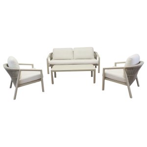 Salotto da giardino 4 posti in alluminio beige con cuscini 180x78x83 cm - WILAMOND