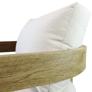 Salotto da giardino 5 posti in alluminio effetto legno con cuscini beige, divano 185 cm - FALULUNA Salotto da giardino 5 posti in alluminio effetto legno con cuscini beige, divano 185 cm - FALULUNA