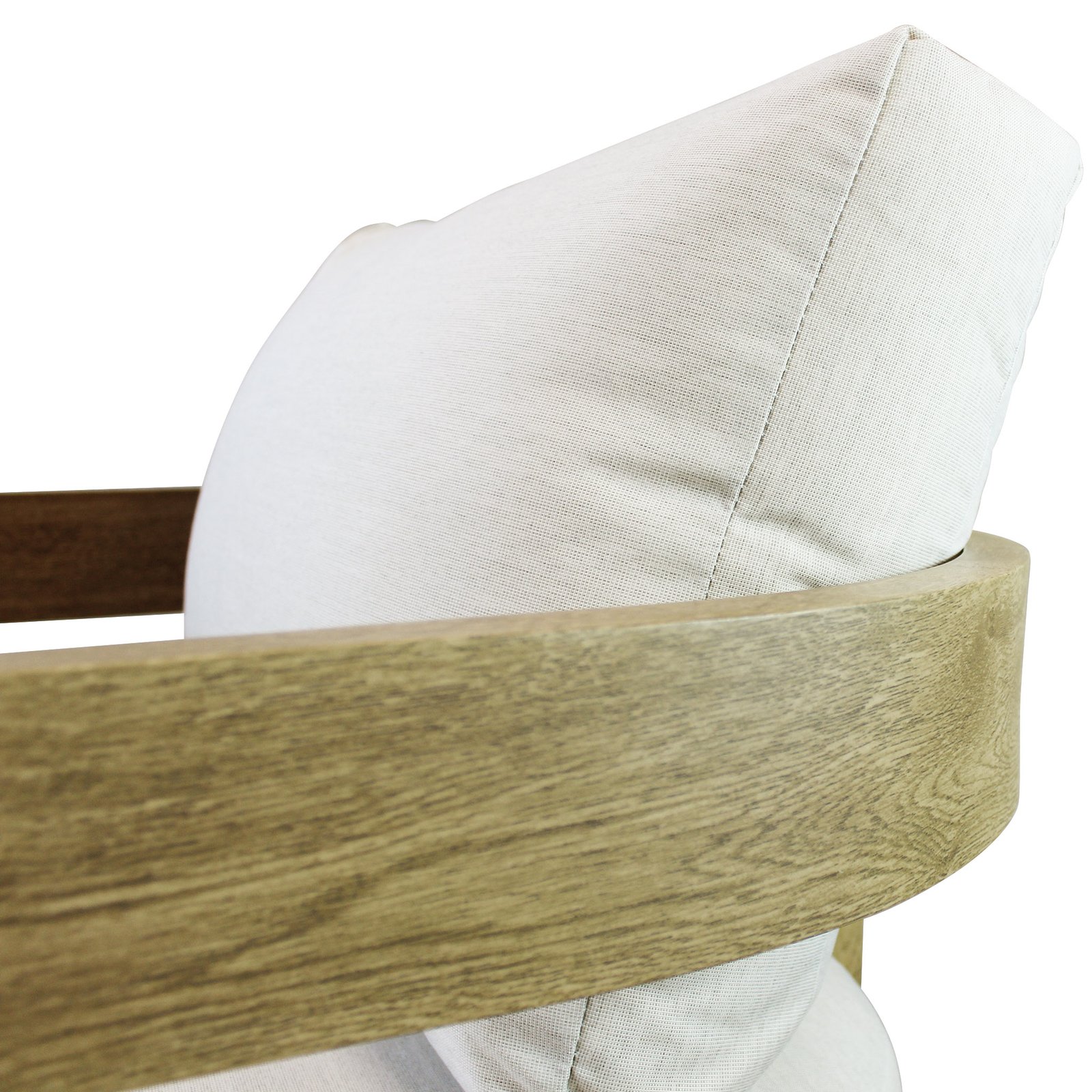 Salotto da giardino 5 posti in alluminio effetto legno con cuscini beige, divano 185 cm - FALULUNA Salotto da giardino 5 posti in alluminio effetto legno con cuscini beige, divano 185 cm - FALULUNA