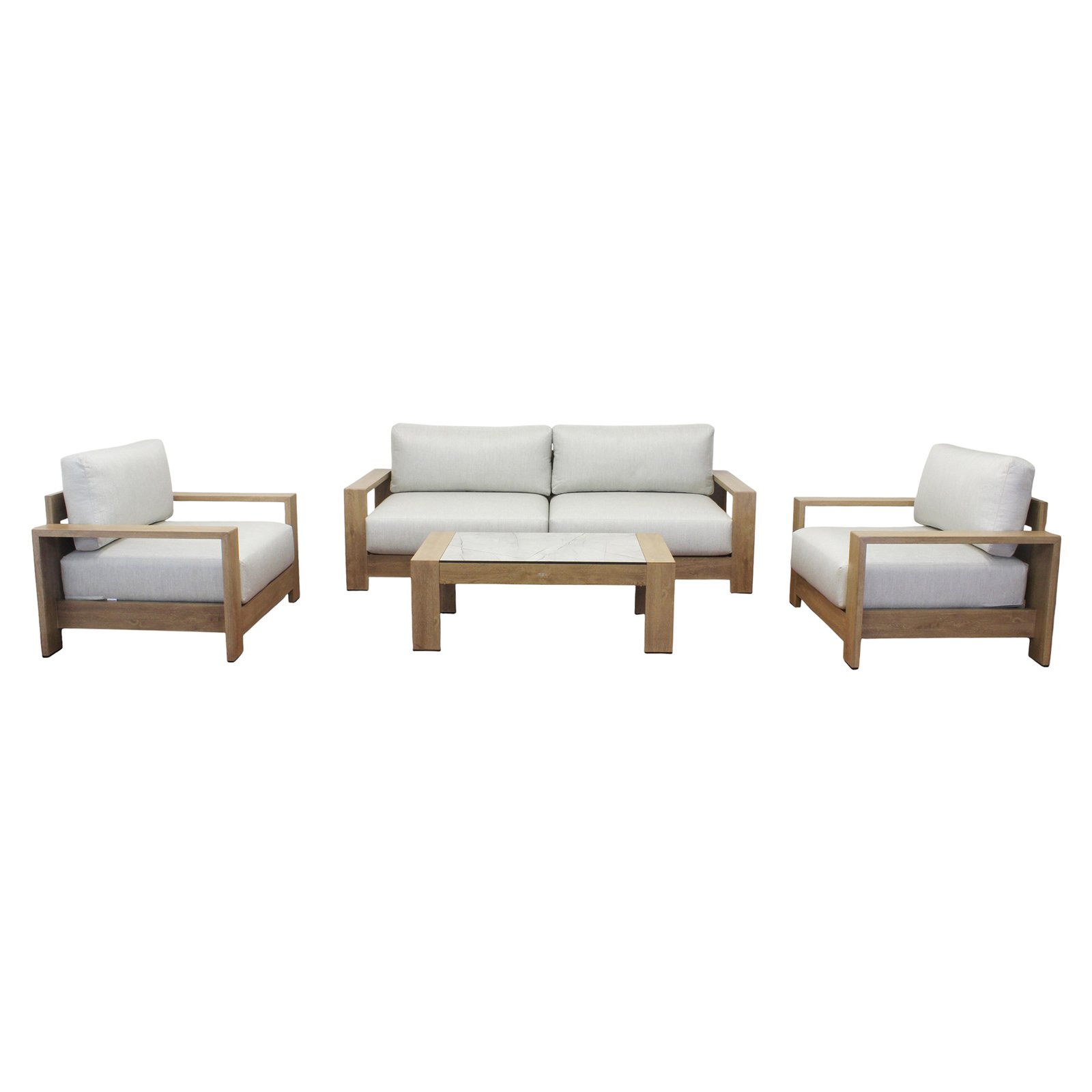 Salotto da Giardino 3 Posti in Alluminio Naturale con Cuscini 22 cm 215x84,5x82 cm - MARELZIO