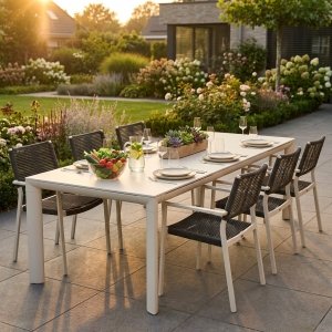 Tavolo da giardino allungabile in alluminio 263/329/395 x 110 cm - ULOLZIO Tavolo da giardino allungabile in alluminio 263/329/395 x 110 cm - ULOLZIO