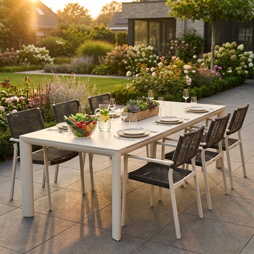 Tavolo da giardino allungabile in alluminio 263/329/395 x 110 cm - ULOLZIO Tavolo da giardino allungabile in alluminio 263/329/395 x 110 cm - ULOLZIO