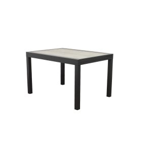 Tavolo da giardino allungabile in alluminio con piano in vetro effetto legno 120/240x90x75 cm - ULERDIL
