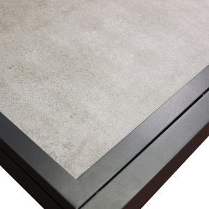 Tavolo da giardino allungabile in alluminio con piano in vetro effetto legno 120/240x90x75 cm - ULERDIL