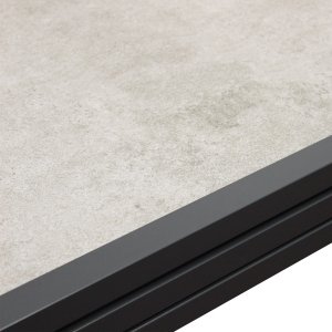 Tavolo da giardino allungabile in alluminio con piano in vetro effetto legno 120/240x90x75 cm - ULERDIL