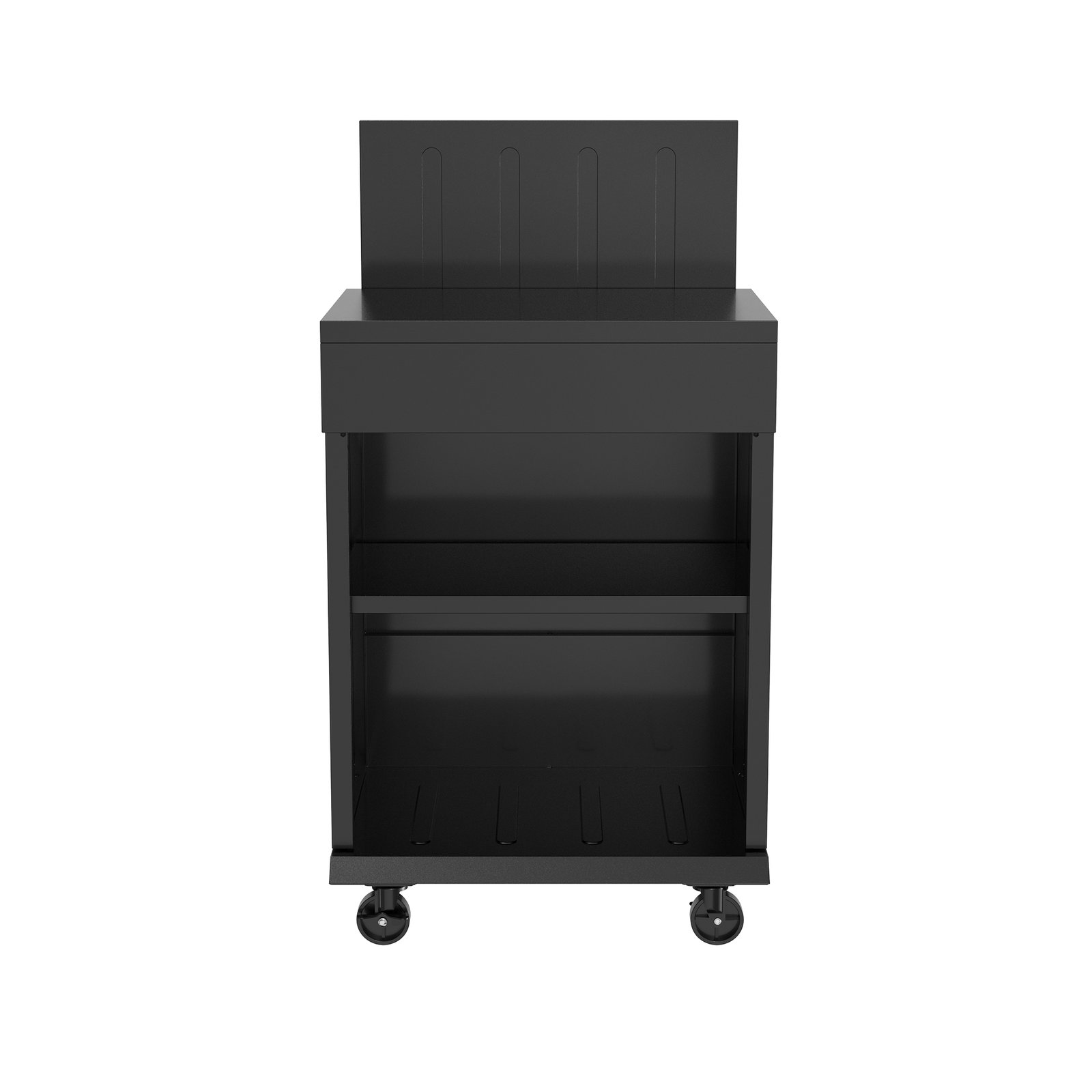 Modulo cucina da esterno in acciaio nero con ripiani e ruote 60x46,5x109,5 cm - QUORANRIC Modulo cucina da esterno in acciaio nero con ripiani e ruote 60x46,5x109,5 cm - QUORANRIC
