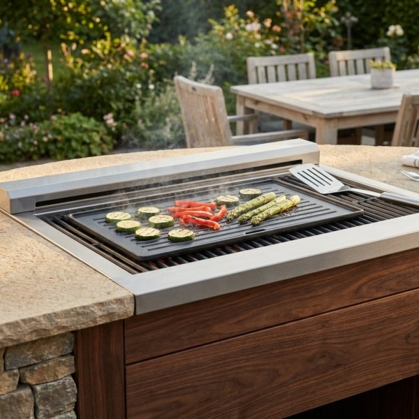 Piastra in ghisa piccola per barbecue da esterno 22x41,5 cm - SELENVIA