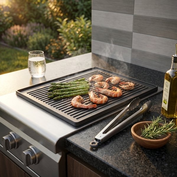 Piastra in ghisa rigata per barbecue 35x41,5 cm - SELENVIA