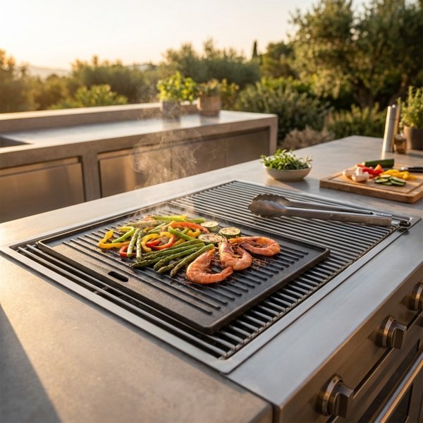 Piastra in ghisa rigata per barbecue 35x41,5 cm - SELENVIA