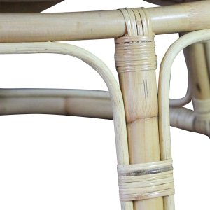 Poltrona rotonda in fibra naturale intrecciata con cuscini beige - FALIVEN Poltrona rotonda in fibra naturale intrecciata con cuscini beige - FALIVEN