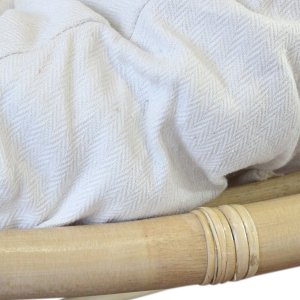 Poltrona rotonda in fibra naturale intrecciata con cuscini beige - FALIVEN Poltrona rotonda in fibra naturale intrecciata con cuscini beige - FALIVEN