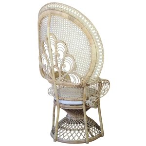 Poltrona in Rattan Intrecciato con Schienale a Ventaglio e Cuscini 147x105x68 cm - WILELIA Poltrona in Rattan Intrecciato con Schienale a Ventaglio e Cuscini 147x105x68 cm - WILELIA