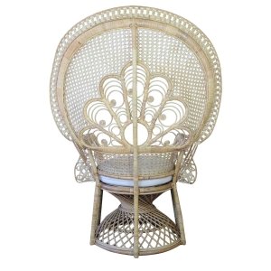 Poltrona in Rattan Intrecciato con Schienale a Ventaglio e Cuscini 147x105x68 cm - WILELIA Poltrona in Rattan Intrecciato con Schienale a Ventaglio e Cuscini 147x105x68 cm - WILELIA