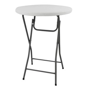 Tavolo alto pieghevole rotondo da catering Ø 60 x 110 h cm, piano ABS bianco - ULONZIO