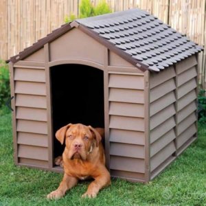 Cuccia per cani di taglia media in plastica bianca e verde 72 x 71,5 x 68 cm - FUFFI Cuccia per cani di taglia media in plastica bianca e verde 72 x 71,5 x 68 cm - FUFFI