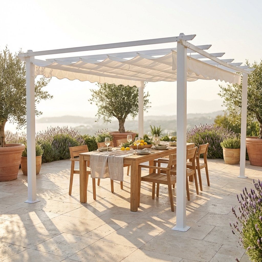 Gazebo da giardino in alluminio con tetto in poliestere 396x396x230 cm - BELEVEX