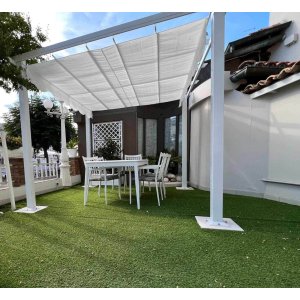 Gazebo da giardino in alluminio con tetto in poliestere 396x396x230 cm - BELEVEX