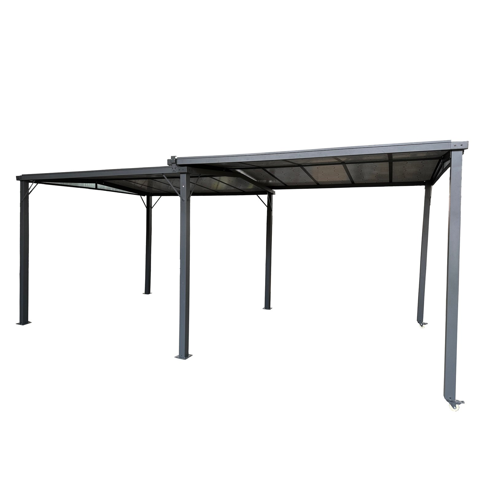 Gazebo da Giardino Allungabile in Alluminio con Tetto in Policarbonato 296/570x287x240 cm - CORERZIO