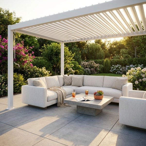 Pergola bioclimatica in alluminio con lamelle frangisole orientabili manualmente 200x300x250 cm - PERANSOR