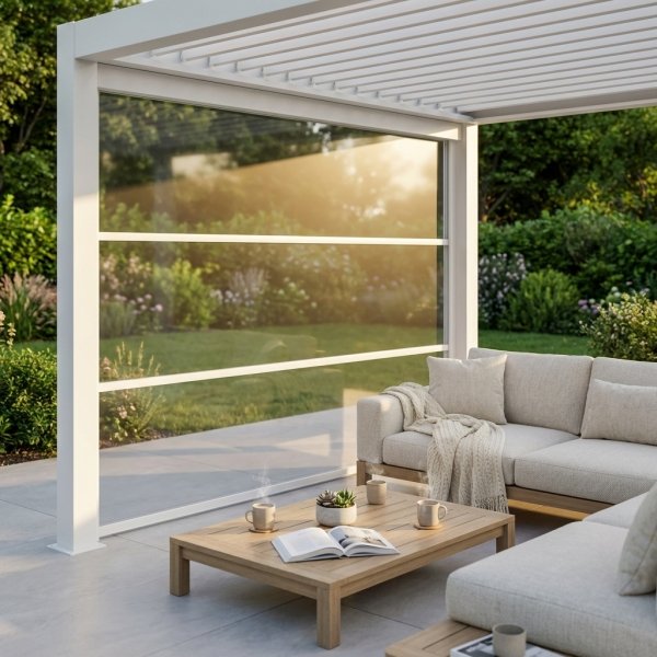 Parete Laterale in PVC Trasparente per Pergola Bioclimatica 270x9x238 cm - ALULNOR
