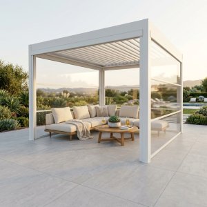 Parete Laterale in PVC Trasparente per Pergola Bioclimatica 270x9x238 cm - ALULNOR Parete Laterale in PVC Trasparente per Pergola Bioclimatica 270x9x238 cm - ALULNOR