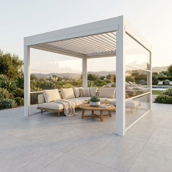 Parete Laterale in PVC Trasparente per Pergola Bioclimatica 270x9x238 cm - ALULNOR