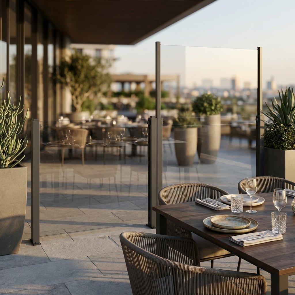 Frangivento in Vetro Elevabile con Palo Adattatore per Pergola Bioclimatica 90x10x110/180 cm - ORULVEN Frangivento in Vetro Elevabile con Palo Adattatore per Pergola Bioclimatica 90x10x110/180 cm - ORULVEN
