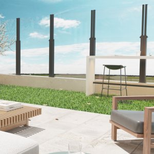 Frangivento in Vetro Elevabile con Palo Adattatore per Pergola Bioclimatica 90x10x110/180 cm - ORULVEN Frangivento in Vetro Elevabile con Palo Adattatore per Pergola Bioclimatica 90x10x110/180 cm - ORULVEN