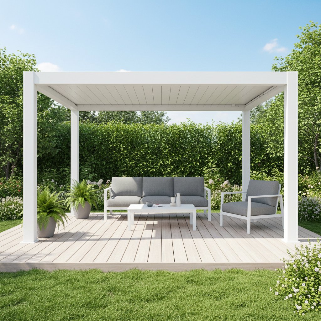 Pergola Bioclimatica in Alluminio con Lamelle Frangisole Motorizzate 300x300x250 cm - RALARON Pergola Bioclimatica in Alluminio con Lamelle Frangisole Motorizzate 300x300x250 cm - RALARON