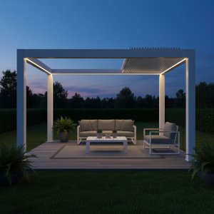 Pergola Bioclimatica in Alluminio con Lamelle Frangisole Motorizzate 300x300x250 cm - RALARON Pergola Bioclimatica in Alluminio con Lamelle Frangisole Motorizzate 300x300x250 cm - RALARON