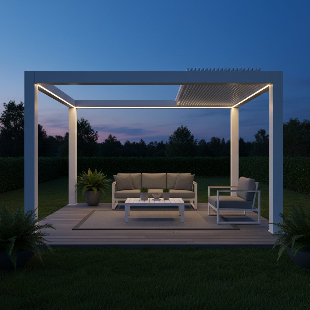 Pergola Bioclimatica in Alluminio con Lamelle Frangisole Motorizzate 300x300x250 cm - RALARON Pergola Bioclimatica in Alluminio con Lamelle Frangisole Motorizzate 300x300x250 cm - RALARON