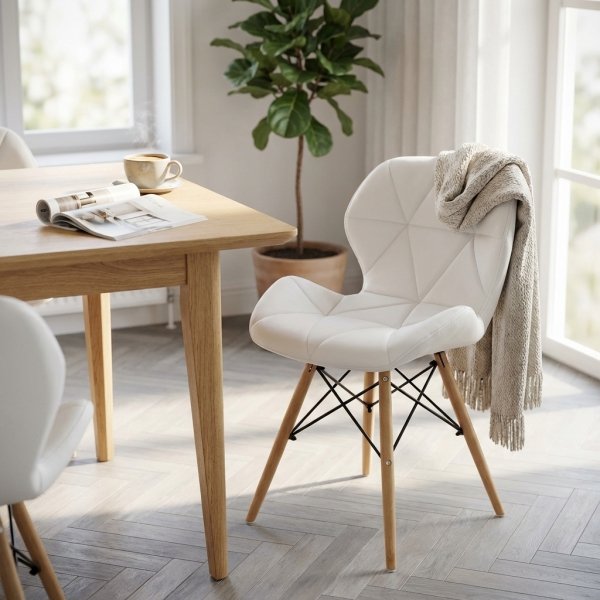 Sedia Moderna con Seduta Imbottita in Ecopelle e Gambe in Legno 41x49x71 cm - MIA