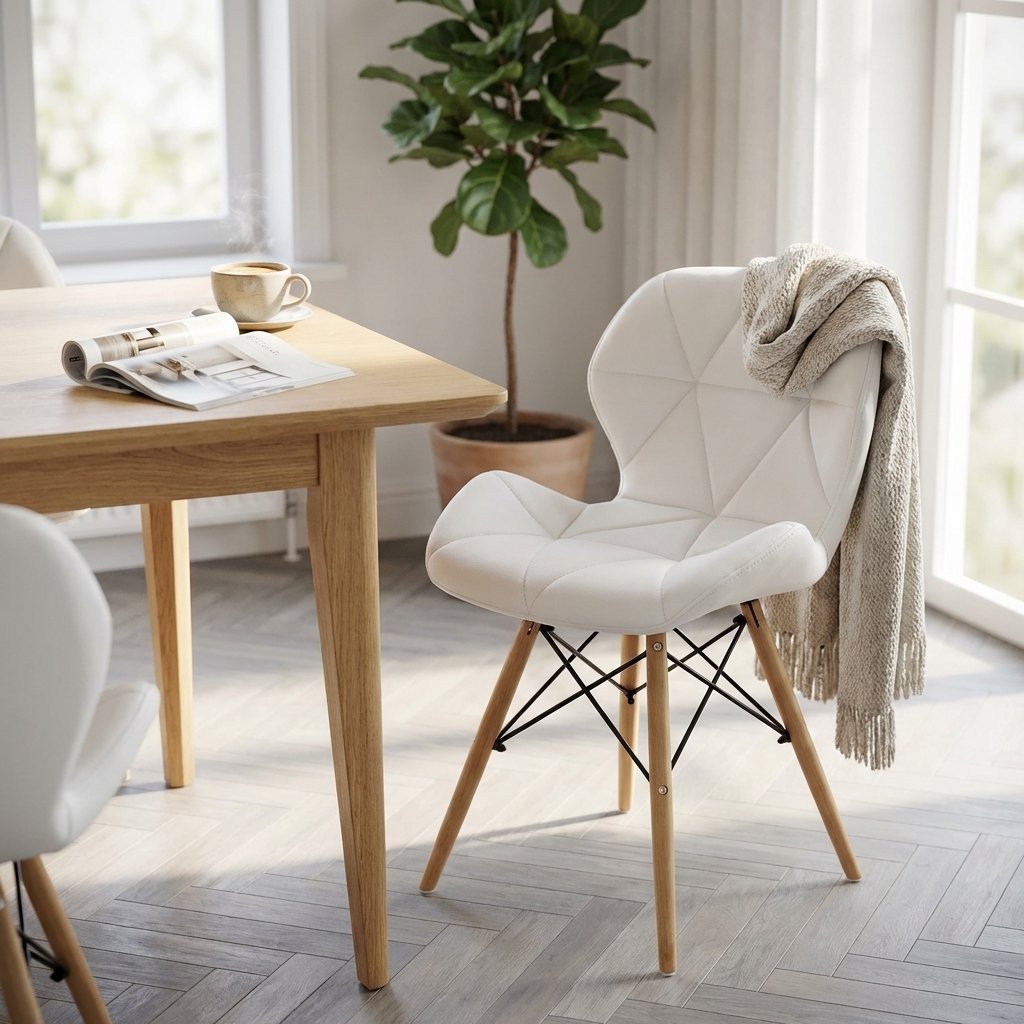 Sedia Moderna con Seduta Imbottita in Ecopelle e Gambe in Legno 41x49x71 cm - MIA