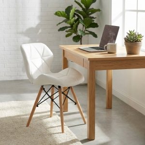 Sedia Moderna con Seduta Imbottita in Ecopelle e Gambe in Legno 41x49x71 cm - MIA