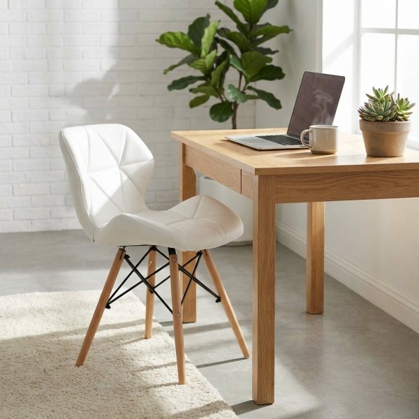 Sedia Moderna con Seduta Imbottita in Ecopelle e Gambe in Legno 41x49x71 cm - MIA