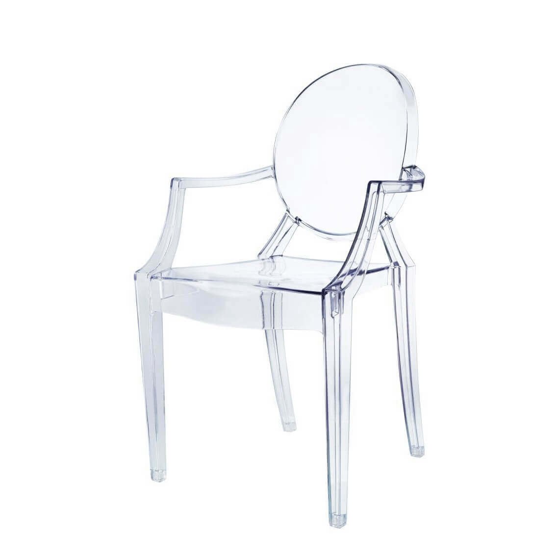 Sedia Trasparente in Policarbonato con Braccioli 55x54x93h cm - CANNES Sedia Trasparente in Policarbonato con Braccioli 55x54x93h cm - CANNES