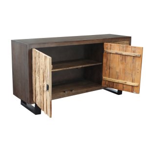 Credenza rustica in legno con 2 ante e 3 cassetti 160x40x85 cm - RALONRIEL Credenza rustica in legno con 2 ante e 3 cassetti 160x40x85 cm - RALONRIEL