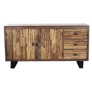 Credenza rustica in legno con 2 ante e 3 cassetti 160x40x85 cm - RALONRIEL Credenza rustica in legno con 2 ante e 3 cassetti 160x40x85 cm - RALONRIEL