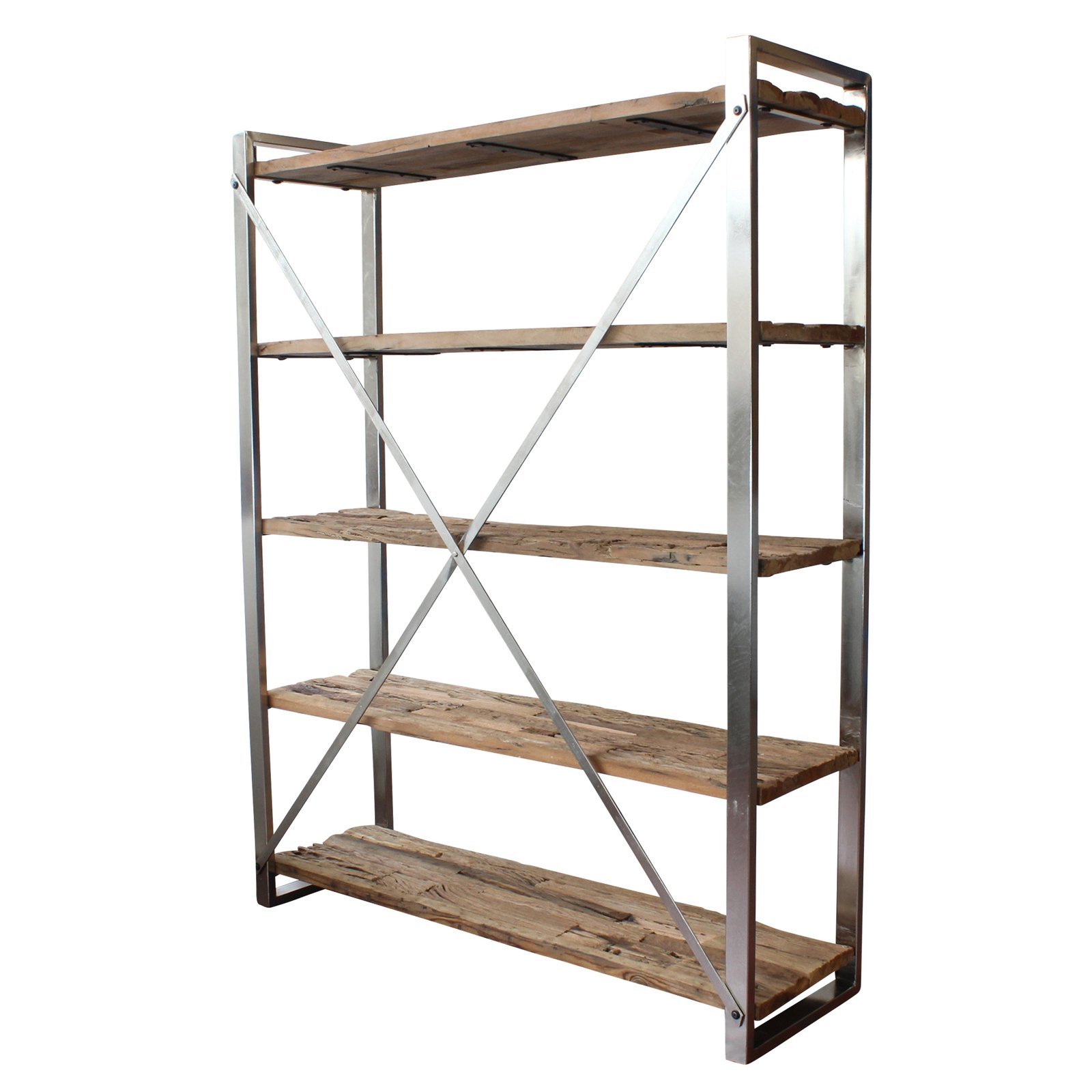 Libreria industriale a 5 ripiani in legno e metallo 118x37x218 cm - FALATIS Libreria industriale a 5 ripiani in legno e metallo 118x37x218 cm - FALATIS