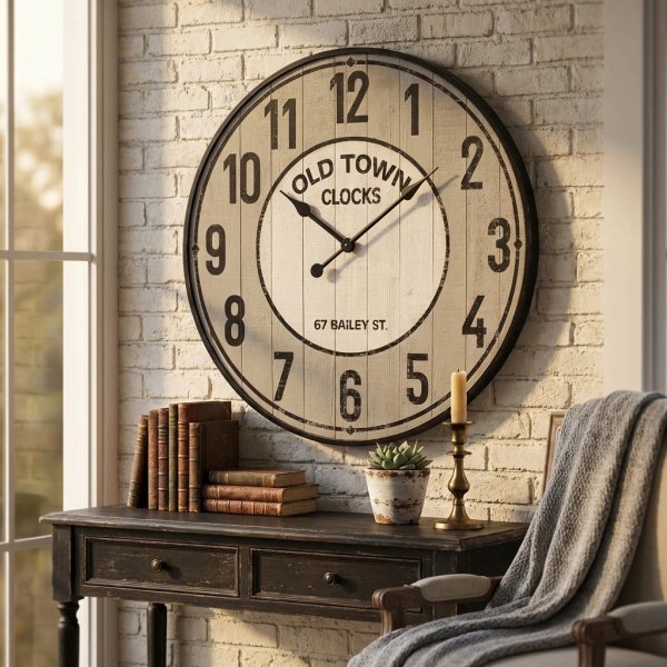 Orologio da parete XL in legno di pino cm 92x6x92 - LEYTON