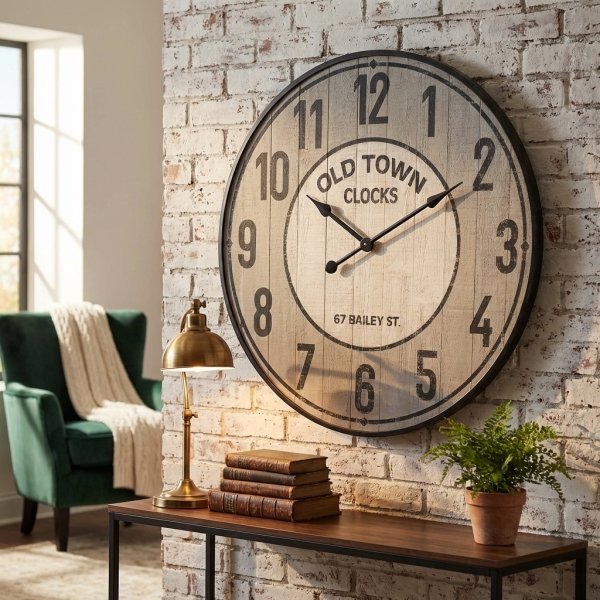 Orologio da parete XL in legno di pino cm 92x6x92 - LEYTON