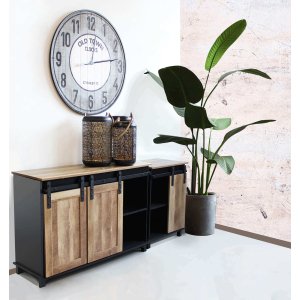 Orologio da parete XL in legno di pino cm 92x6x92 - LEYTON