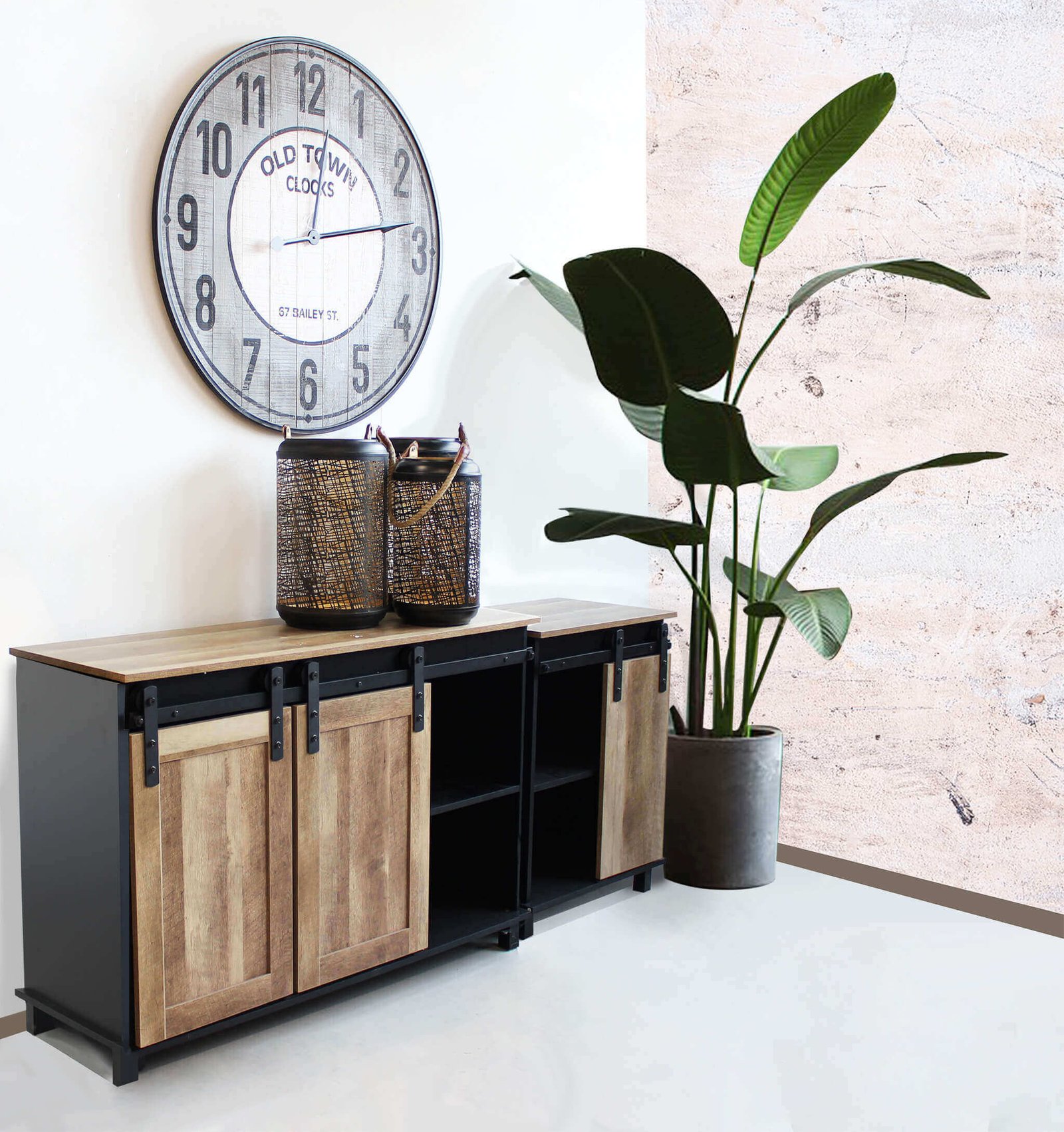 Orologio da parete XL in legno di pino cm 92x6x92 - LEYTON