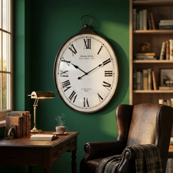 Orologio da parete XL vintage in acciaio e vetro bianco 66x17,5x102 cm - CHET