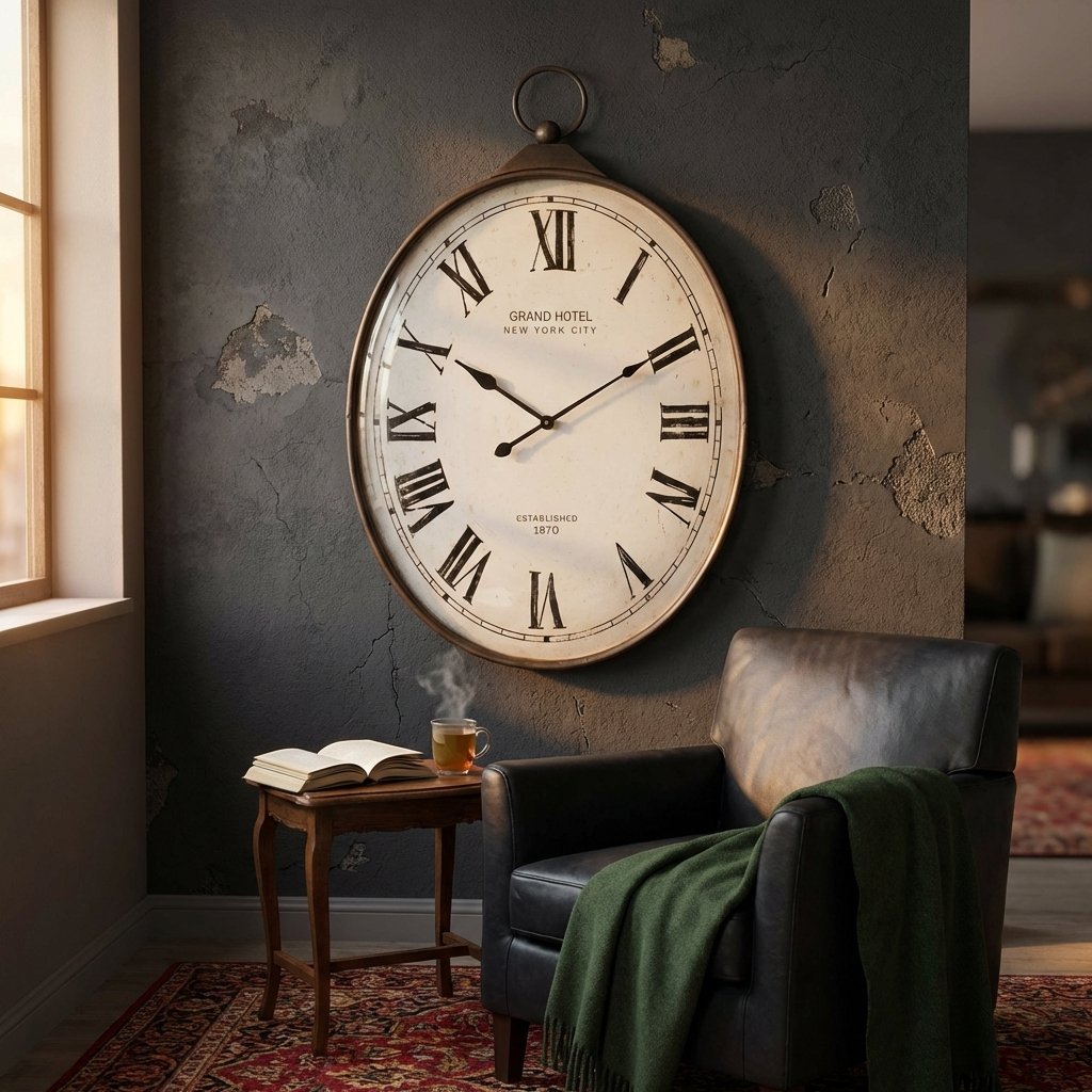 Orologio da parete XL vintage in acciaio e vetro bianco 66x17,5x102 cm - CHET Orologio da parete XL vintage in acciaio e vetro bianco 66x17,5x102 cm - CHET
