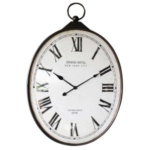 Orologio da parete XL vintage in acciaio e vetro bianco 66x17,5x102 cm - CHET Orologio da parete XL vintage in acciaio e vetro bianco 66x17,5x102 cm - CHET