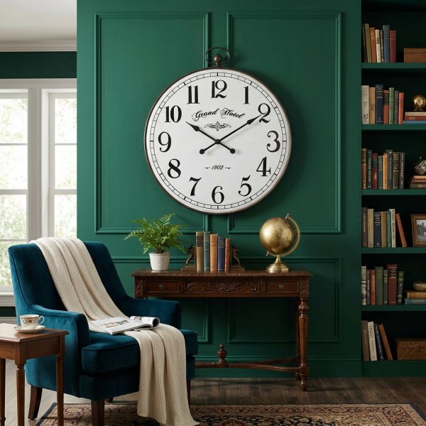 Orologio da parete XL in acciaio e vetro bianco 92x8,7x105,5 cm - CARL