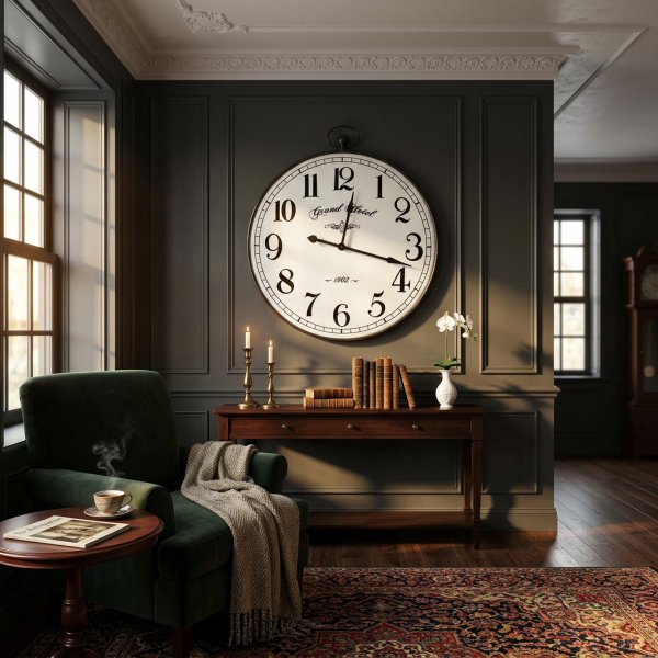 Orologio da parete XL in acciaio e vetro bianco 92x8,7x105,5 cm - CARL