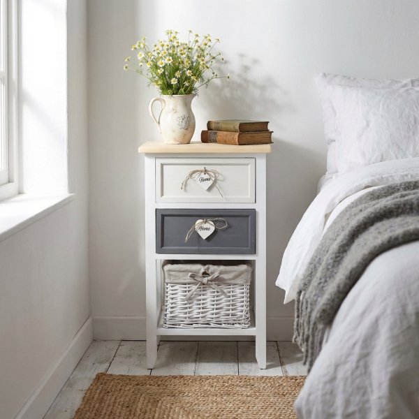 Cassettiera in legno 3 cassetti per bagno e camera 35x28x62 cm shabby chic - DAMON