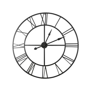 Orologio da parete grande in metallo nero con numeri romani 60 x 60 cm - ISIVIA Orologio da parete grande in metallo nero con numeri romani 60 x 60 cm - ISIVIA